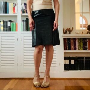 DKNY Croc-Embossed Genuine Leather Skirt